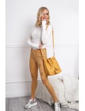 Mustard denim trousers with abrasions 555 - Online store - Boutique